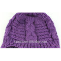 Ladies colorful acrylic knitted pom hat